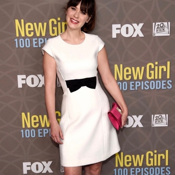 Kate Spade Stretch Crepe Bow Dress Size 6 White with Black Bow - Picture 16 of 16